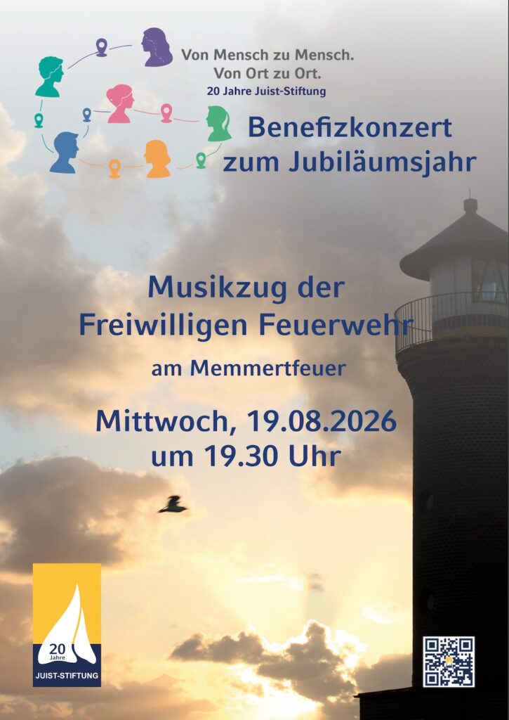 Plakat zur Ankündigung eines  Benefizkonzerts des Musikzugs der Freiwilligen Feuerwehr am Memmertfeuer, 19.08.2026, um 19:30 Uhr
